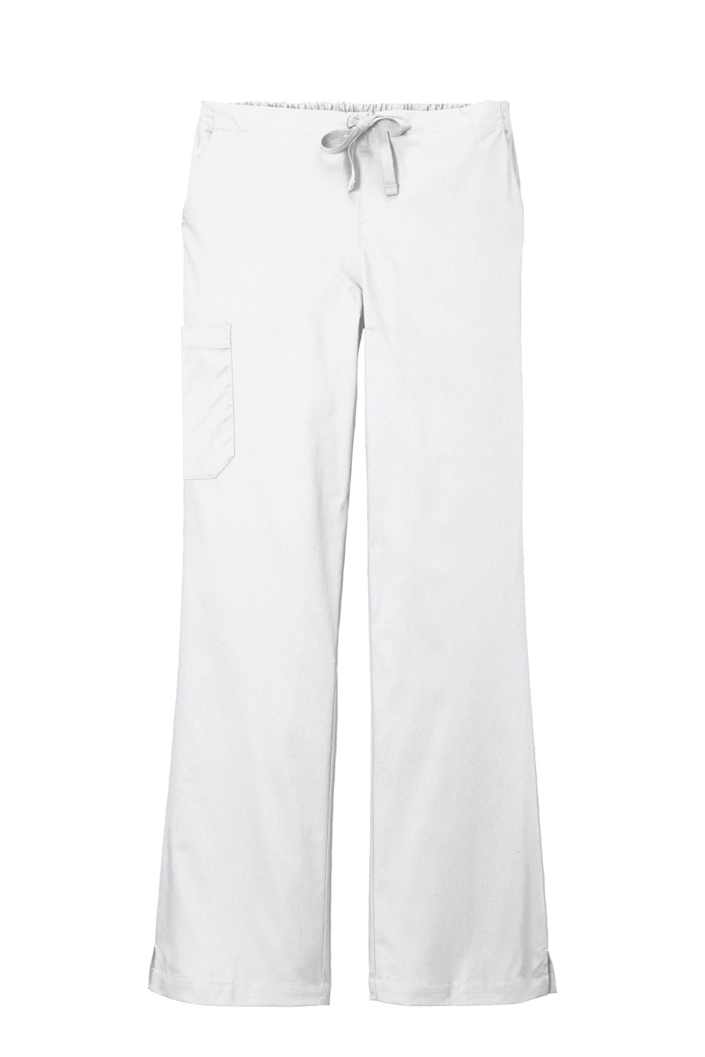 Wonderwink WW4750/WW4750P/WW4750T Womens WorkFlex Flare Leg Cargo Pants w/ Pockets White Flat Front