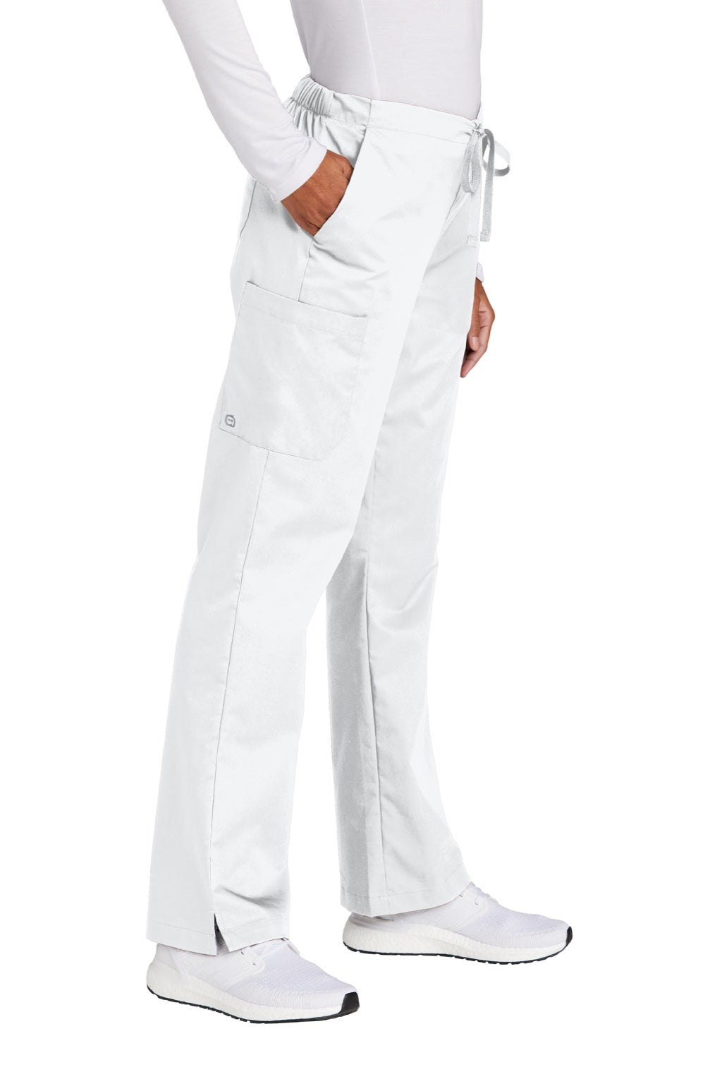 Wonderwink WW4750/WW4750P/WW4750T Womens WorkFlex Flare Leg Cargo Pants w/ Pockets White Model 3Q
