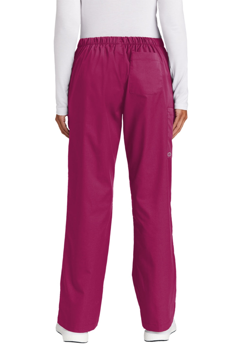 Wonderwink WW4750/WW4750P/WW4750T Womens WorkFlex Flare Leg Cargo Pants w/ Pockets Wine Model Back