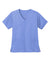 Wonderwink WW4760 Womens WorkFlex Short Sleeve V-Neck Mock Wrap Shirt w/ Pockets Ceil Blue Flat Front