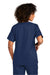 Wonderwink WW4760 Womens WorkFlex Short Sleeve V-Neck Mock Wrap Shirt w/ Pockets Navy Blue Model Back