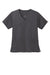 Wonderwink WW4760 Womens WorkFlex Short Sleeve V-Neck Mock Wrap Shirt w/ Pockets Pewter Grey Flat Front