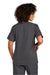 Wonderwink WW4760 Womens WorkFlex Short Sleeve V-Neck Mock Wrap Shirt w/ Pockets Pewter Grey Model Back