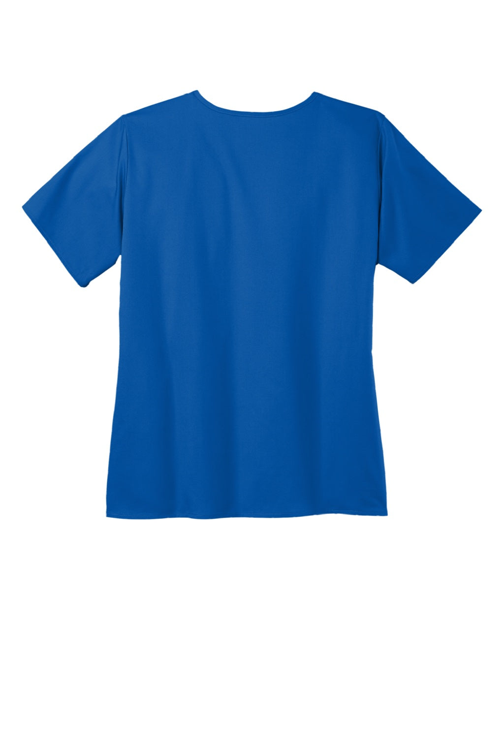 Wonderwink WW4760 Womens WorkFlex Short Sleeve V-Neck Mock Wrap Shirt w/ Pockets Royal Blue Flat Back