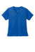 Wonderwink WW4760 Womens WorkFlex Short Sleeve V-Neck Mock Wrap Shirt w/ Pockets Royal Blue Flat Front
