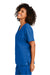 Wonderwink WW4760 Womens WorkFlex Short Sleeve V-Neck Mock Wrap Shirt w/ Pockets Royal Blue Model Side