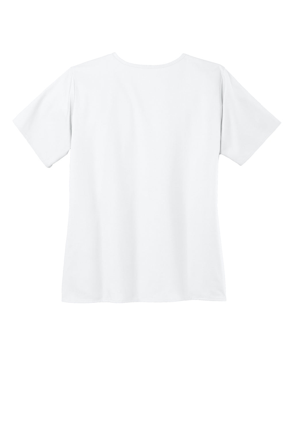 Wonderwink WW4760 Womens WorkFlex Short Sleeve V-Neck Mock Wrap Shirt w/ Pockets White Flat Back