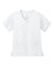 Wonderwink WW4760 Womens WorkFlex Short Sleeve V-Neck Mock Wrap Shirt w/ Pockets White Flat Front