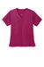 Wonderwink WW4760 Womens WorkFlex Short Sleeve V-Neck Mock Wrap Shirt w/ Pockets Wine Flat Front