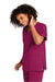 Wonderwink WW4760 Womens WorkFlex Short Sleeve V-Neck Mock Wrap Shirt w/ Pockets Wine Model 3Q