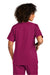 Wonderwink WW4760 Womens WorkFlex Short Sleeve V-Neck Mock Wrap Shirt w/ Pockets Wine Model Back