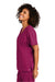 Wonderwink WW4760 Womens WorkFlex Short Sleeve V-Neck Mock Wrap Shirt w/ Pockets Wine Model Side