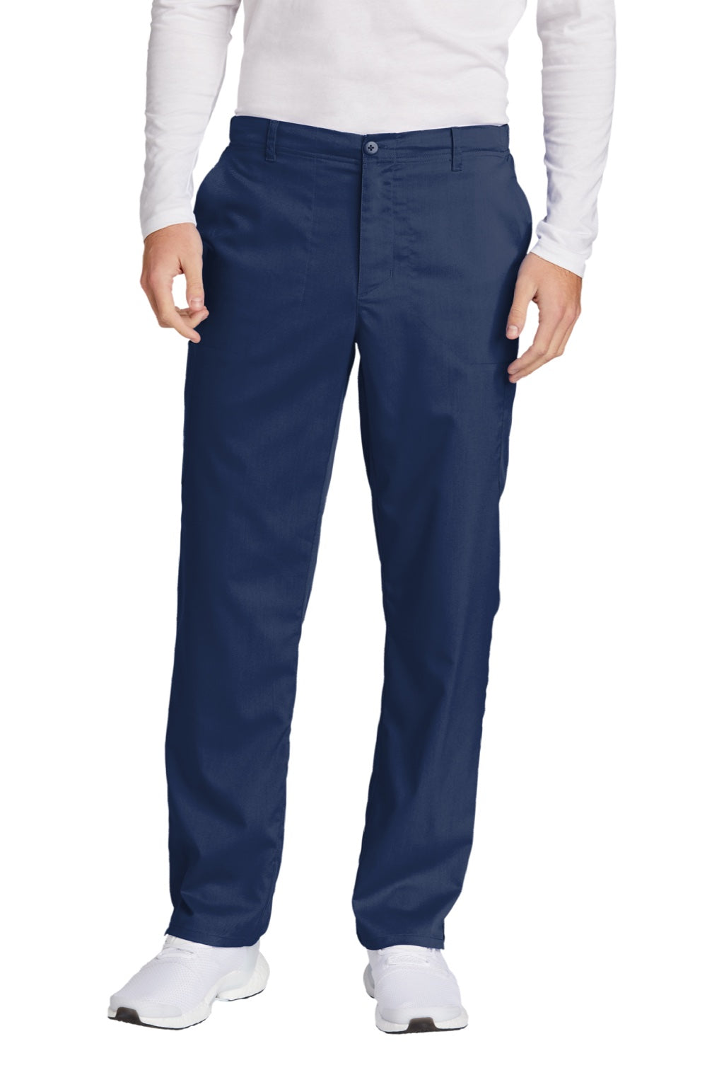 Wonderwink WW5058 Mens Premiere Flex Cargo Pants w/ Pockets Navy Blue Model Front