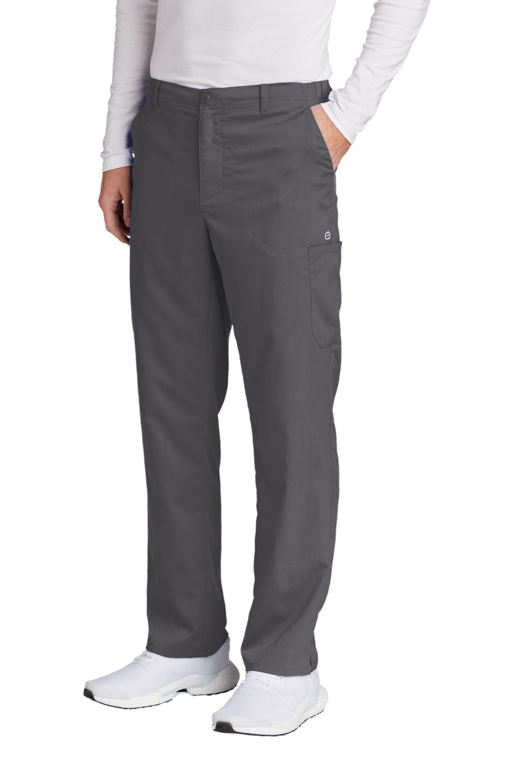 Wonderwink WW5058 Mens Premiere Flex Cargo Pants w/ Pockets Pewter Grey Model 3Q