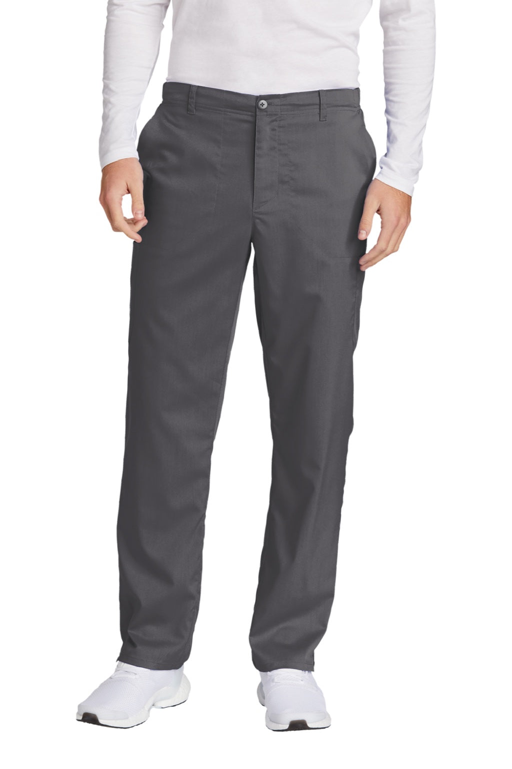 Wonderwink WW5058 Mens Premiere Flex Cargo Pants w/ Pockets Pewter Grey Model Front