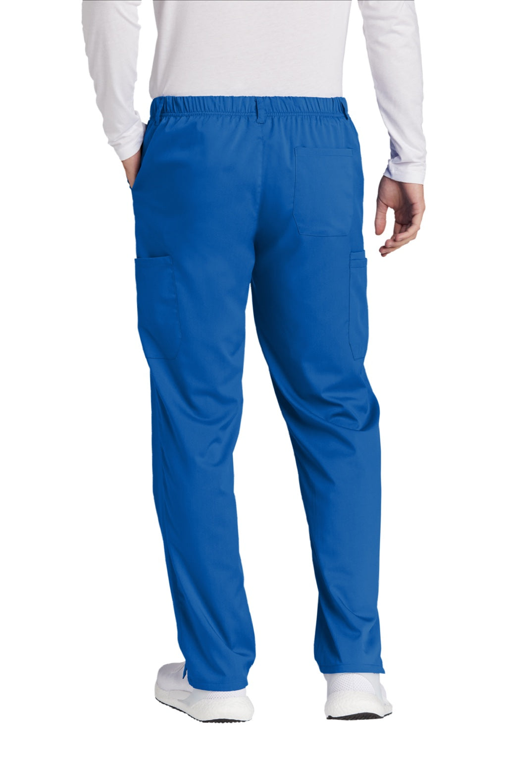 Wonderwink WW5058 Mens Premiere Flex Cargo Pants w/ Pockets Royal Blue Model Back