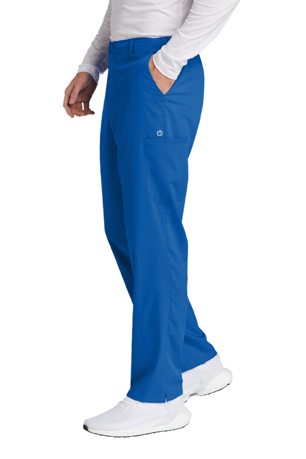 Wonderwink WW5058 Mens Premiere Flex Cargo Pants w/ Pockets Royal Blue Model Side