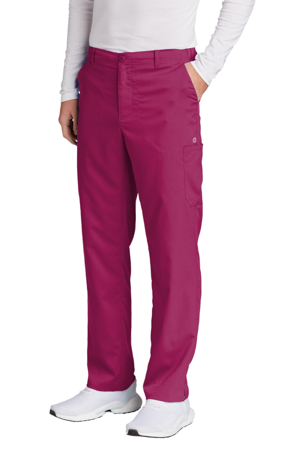 Wonderwink WW5058 Mens Premiere Flex Cargo Pants w/ Pockets Wine Model 3Q