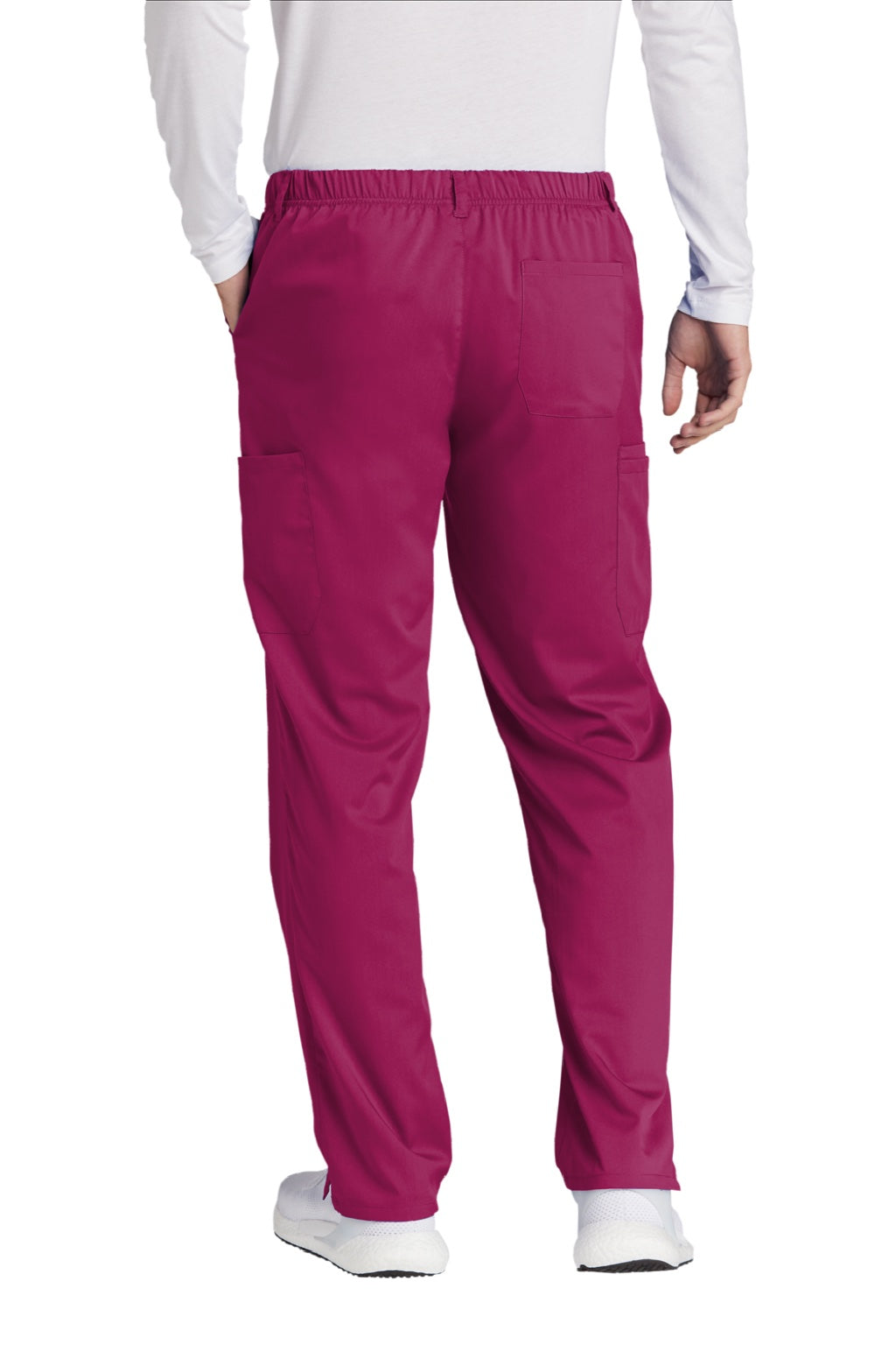 Wonderwink WW5058 Mens Premiere Flex Cargo Pants w/ Pockets Wine Model Back