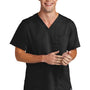 Wonderwink Mens Premiere Flex Short Sleeve V-Neck Shirt w/ Pockets - Black