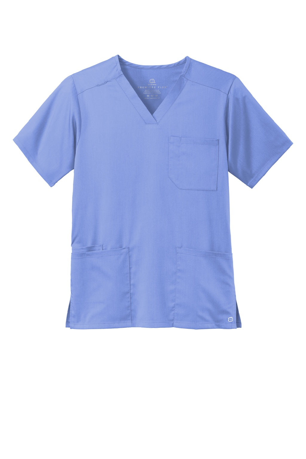 Wonderwink WW5068 Mens Premiere Flex Short Sleeve V-Neck Shirt w/ Pockets Ceil Blue Flat Front