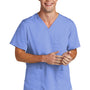 Wonderwink Mens Premiere Flex Short Sleeve V-Neck Shirt w/ Pockets - Ceil Blue