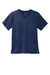 Wonderwink WW5068 Mens Premiere Flex Short Sleeve V-Neck Shirt w/ Pockets Navy Blue Flat Front