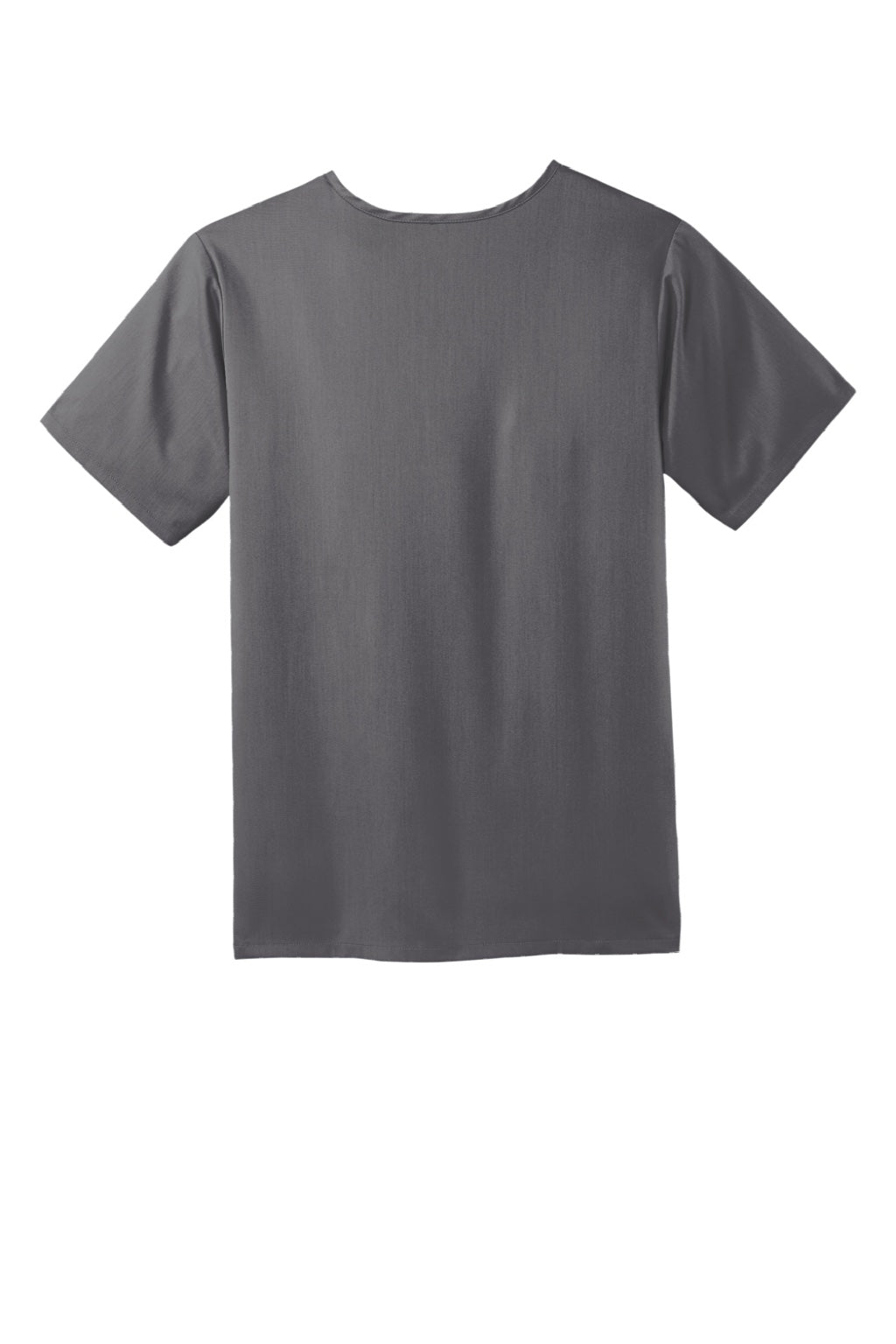 Wonderwink WW5068 Mens Premiere Flex Short Sleeve V-Neck Shirt w/ Pockets Pewter Grey Flat Back