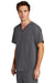 Wonderwink WW5068 Mens Premiere Flex Short Sleeve V-Neck Shirt w/ Pockets Pewter Grey Model 3Q