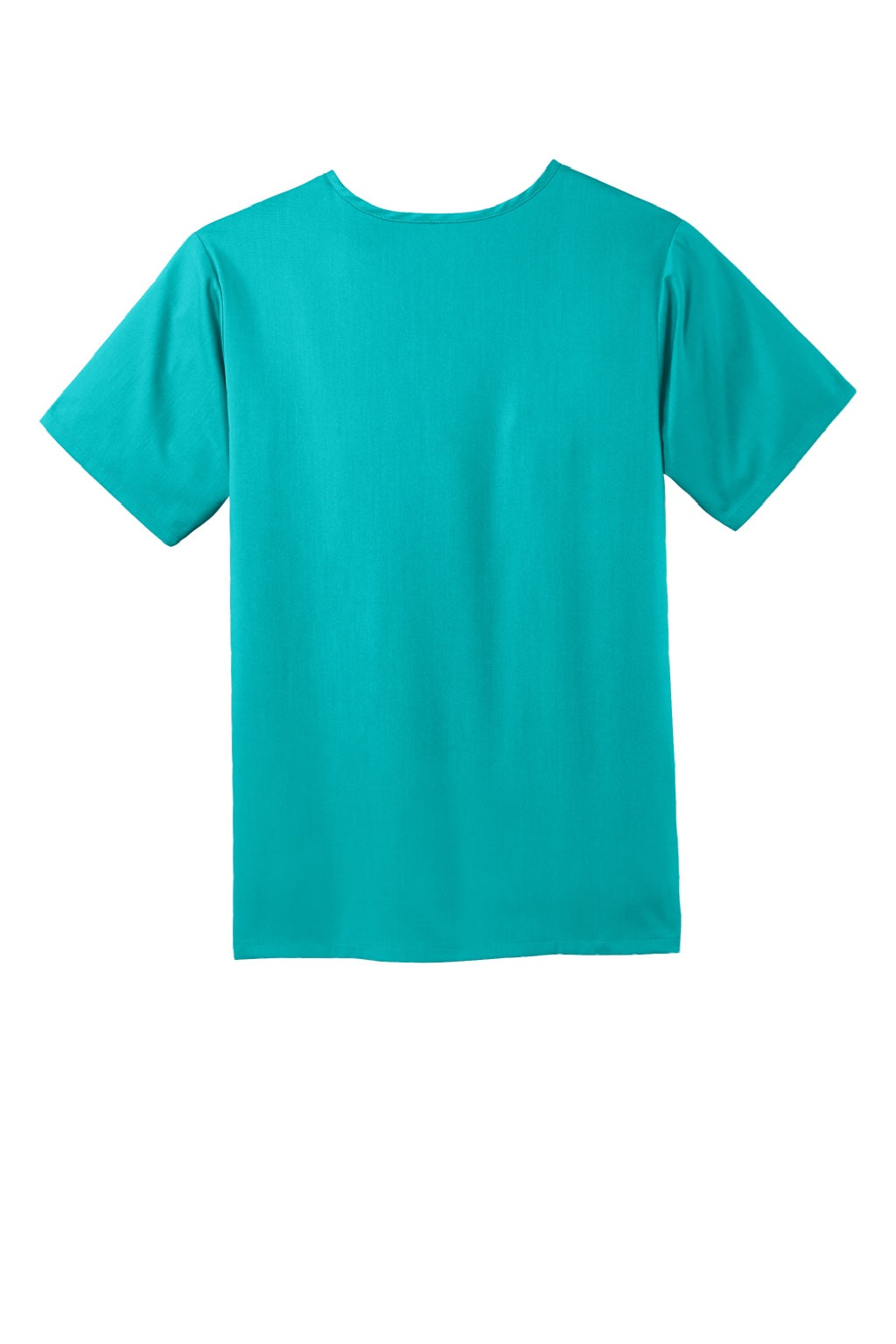 Wonderwink WW5068 Mens Premiere Flex Short Sleeve V-Neck Shirt w/ Pockets Teal Blue Flat Back