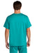 Wonderwink WW5068 Mens Premiere Flex Short Sleeve V-Neck Shirt w/ Pockets Teal Blue Model Back