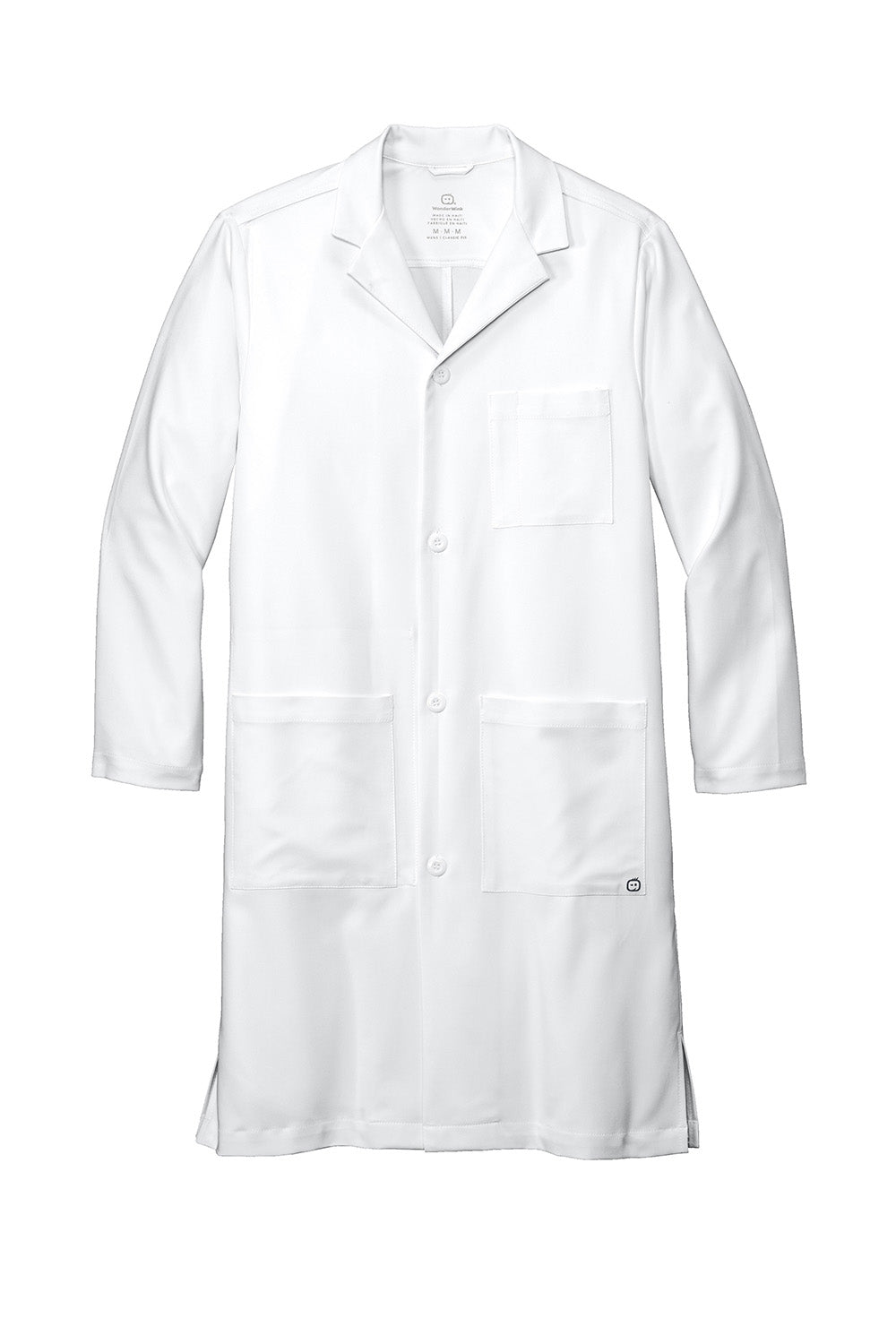 WonderWink WW5172 Mens Long Lab Coat White Flat Front