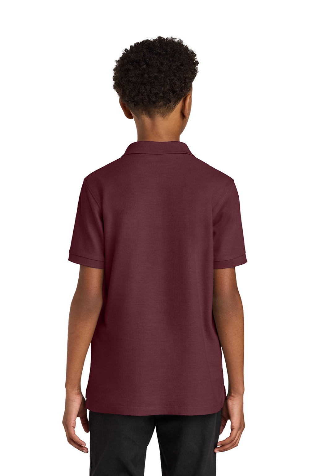 Port Authority Y200 Youth Wearever Signature Pique Short Sleeve Polo Shirt Burgundy Model Back