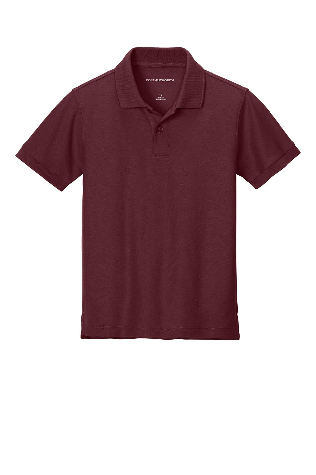 Port Authority Y200 Youth Wearever Signature Pique Short Sleeve Polo Shirt Burgundy Flat Front