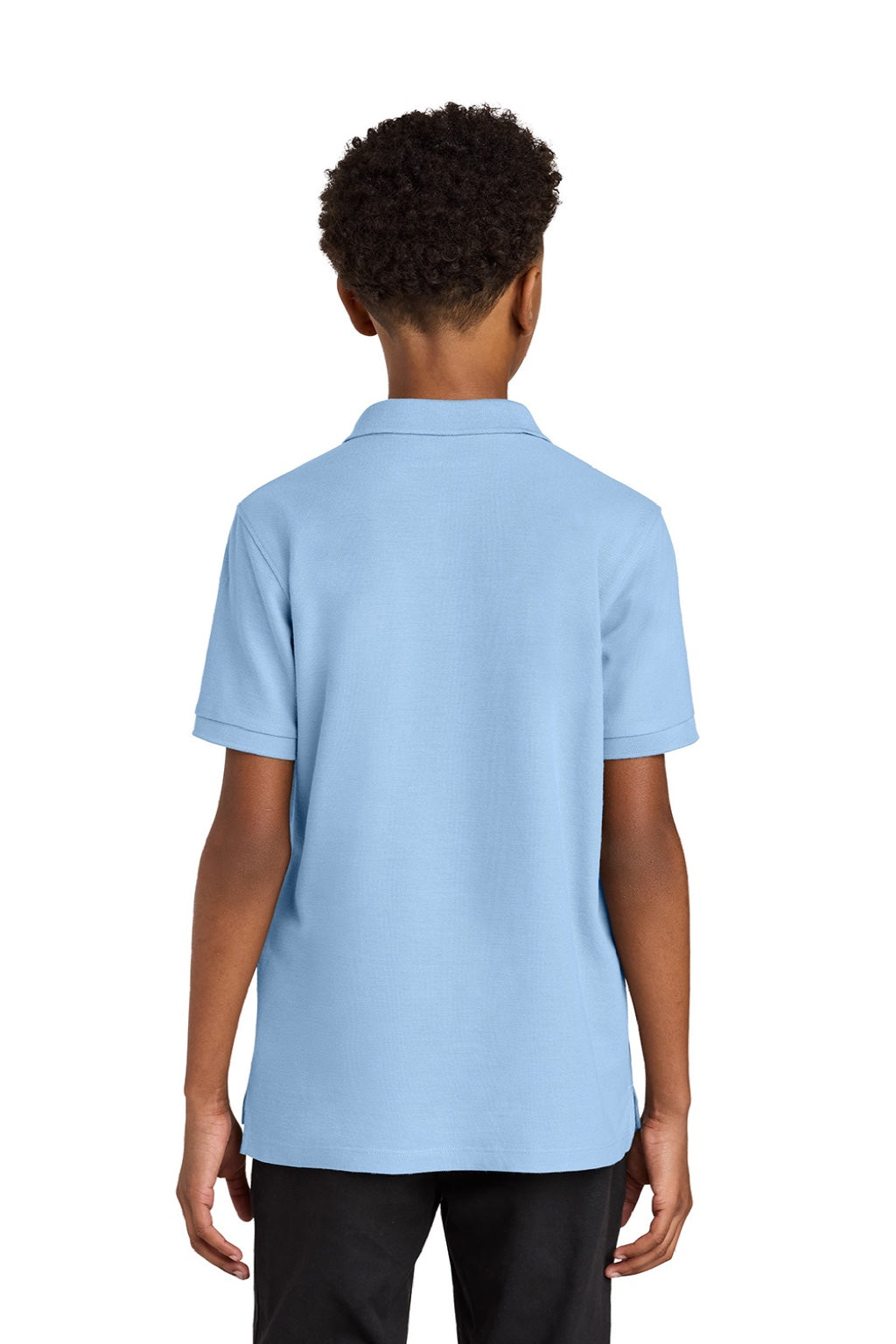 Port Authority Y200 Youth Wearever Signature Pique Short Sleeve Polo Shirt Cloud Blue Model Back