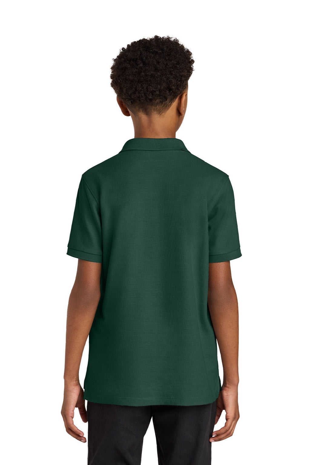 Port Authority Y200 Youth Wearever Signature Pique Short Sleeve Polo Shirt Dark Green Model Back
