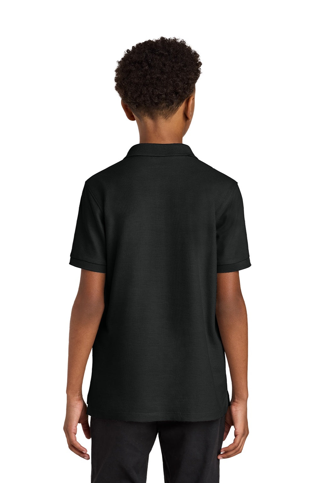 Port Authority Y200 Youth Wearever Signature Pique Short Sleeve Polo Shirt Deep Black Model Back