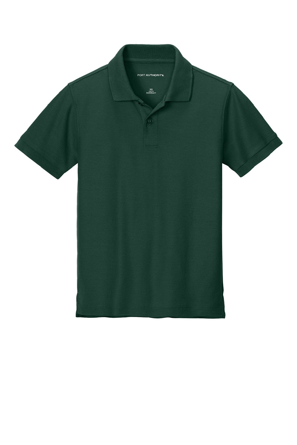 Port Authority Y200 Youth Wearever Signature Pique Short Sleeve Polo Shirt Dark Green Flat Front