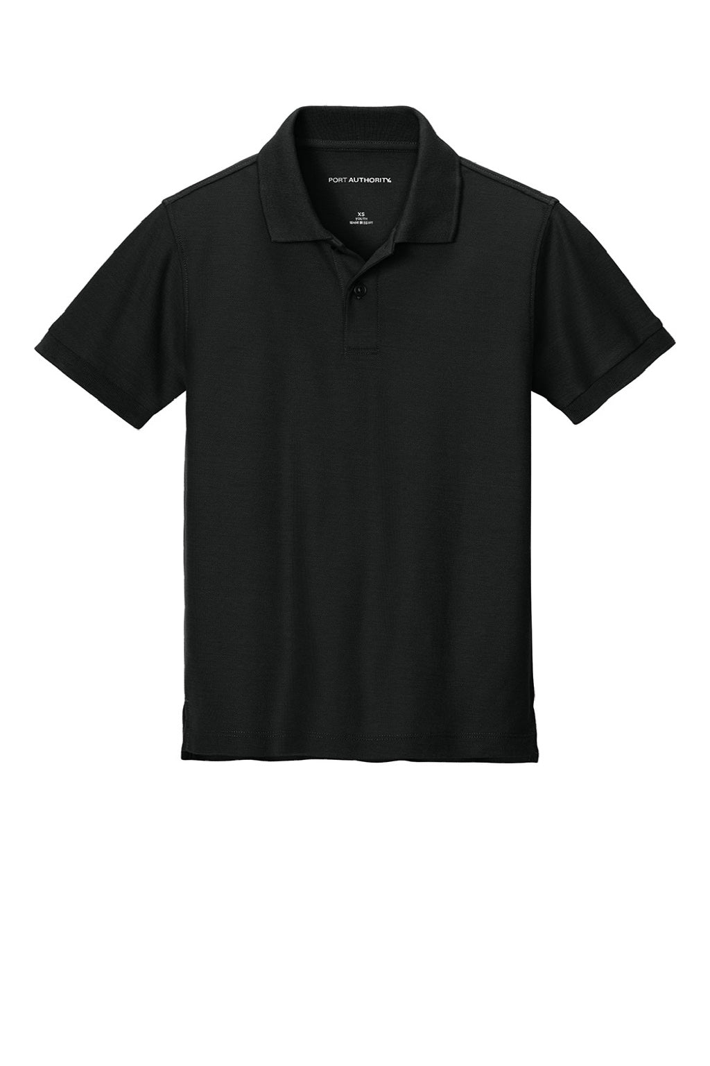 Port Authority Y200 Youth Wearever Signature Pique Short Sleeve Polo Shirt Deep Black Flat Front