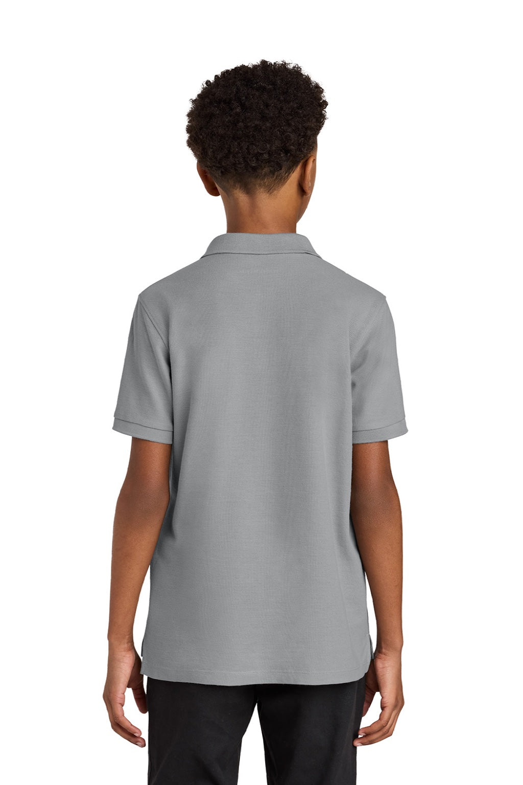 Port Authority Y200 Youth Wearever Signature Pique Short Sleeve Polo Shirt Gusty Grey Model Back