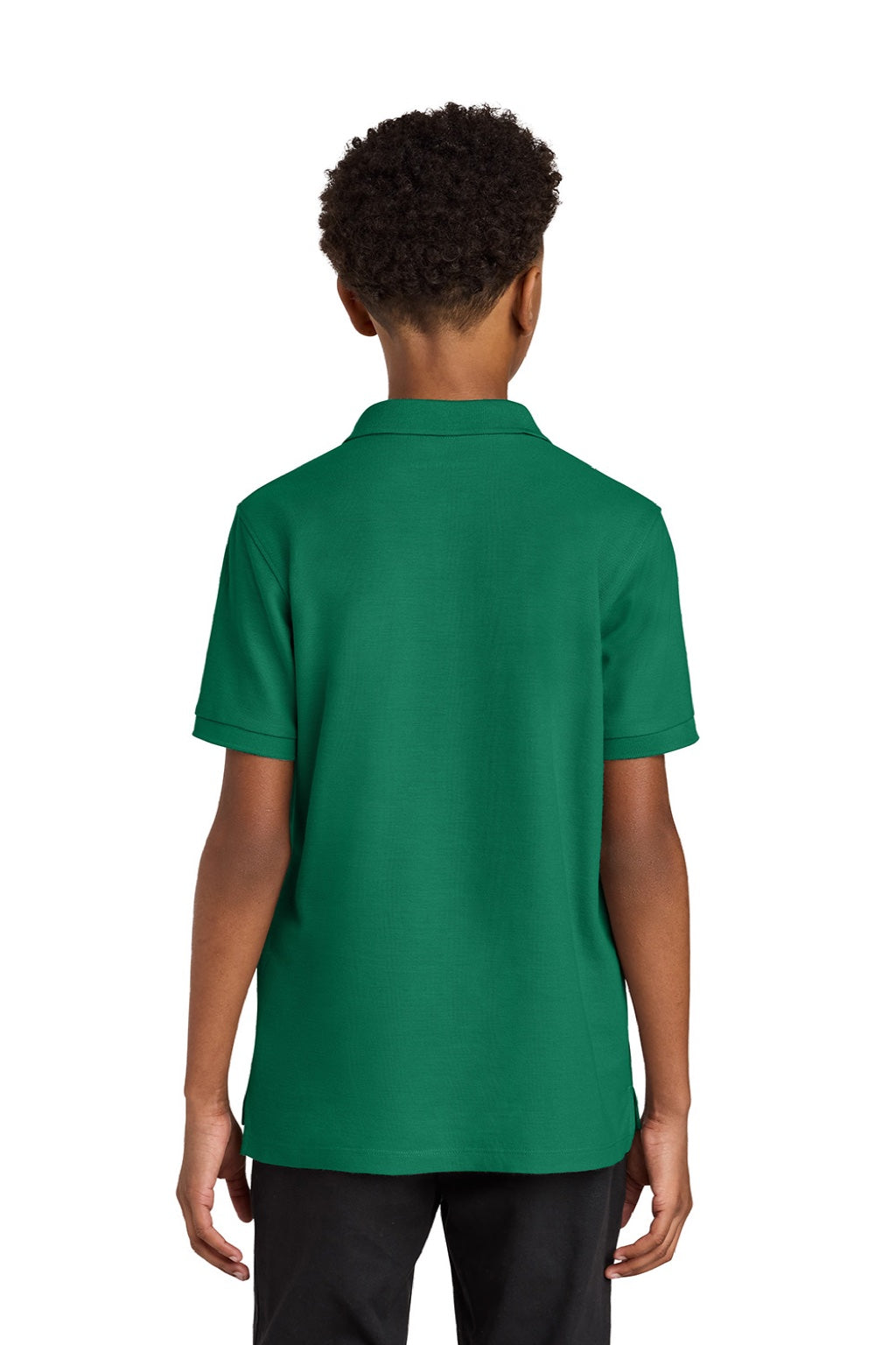 Port Authority Y200 Youth Wearever Signature Pique Short Sleeve Polo Shirt Kelly Green Model Back