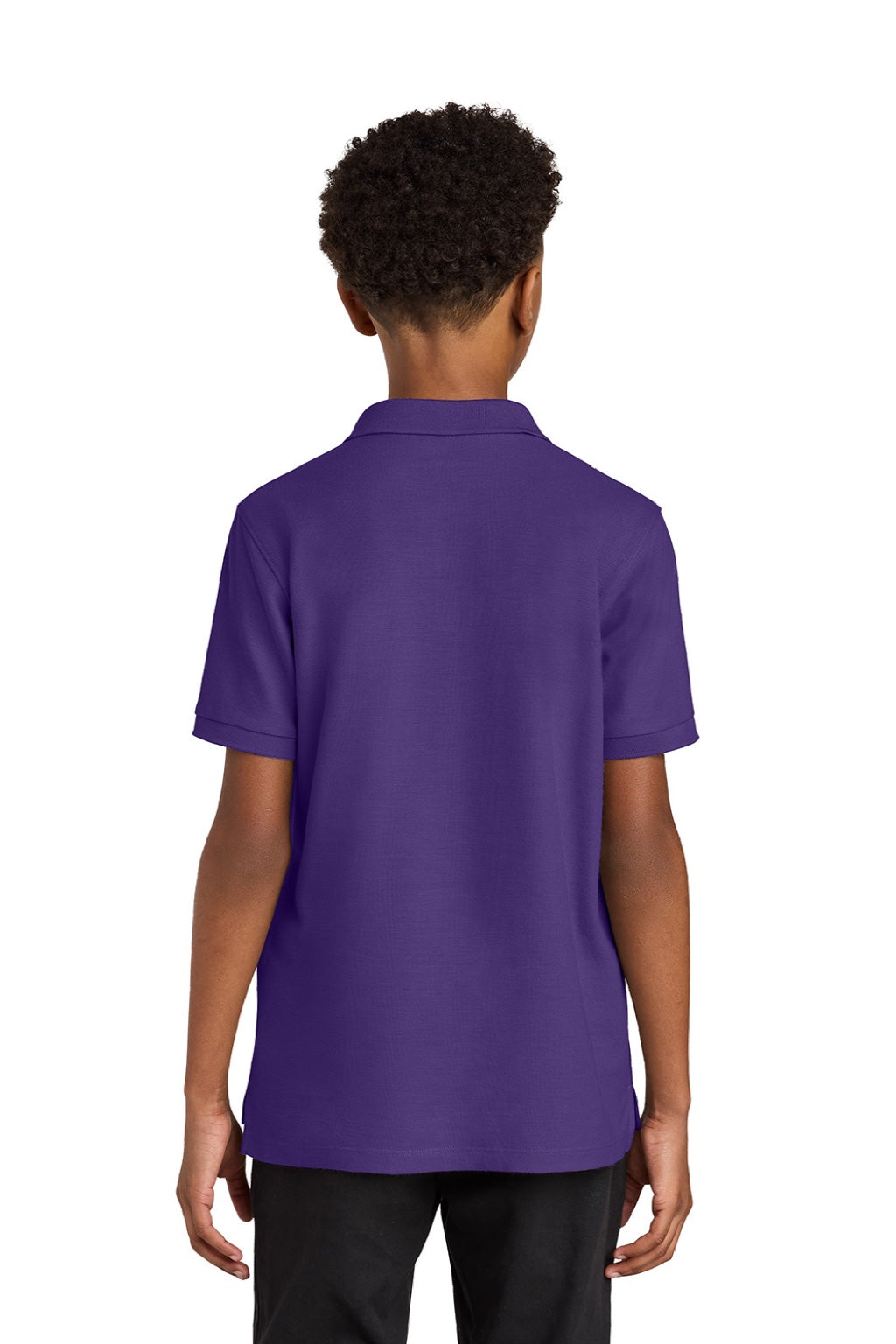 Port Authority Y200 Youth Wearever Signature Pique Short Sleeve Polo Shirt Prism Purple Model Back
