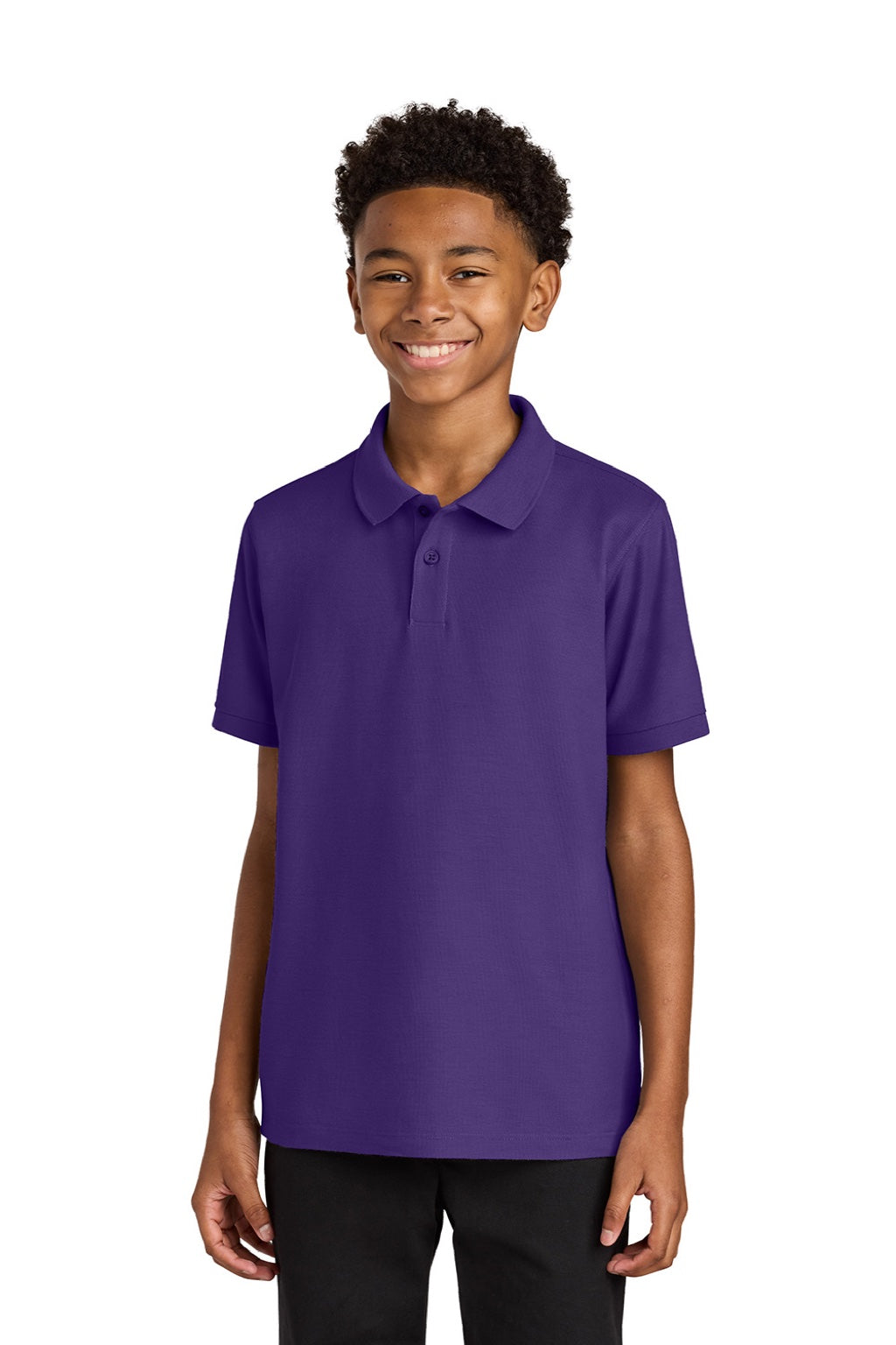 Port Authority Y200 Youth Wearever Signature Pique Short Sleeve Polo Shirt Prism Purple Model Front