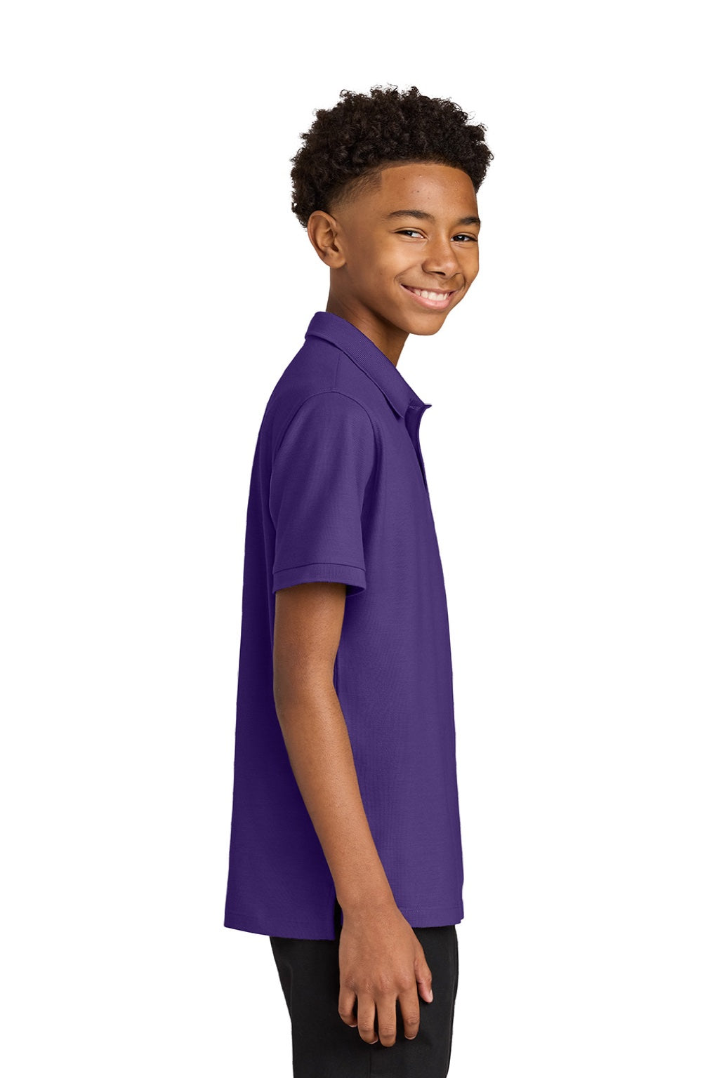 Port Authority Y200 Youth Wearever Signature Pique Short Sleeve Polo Shirt Prism Purple Model Side