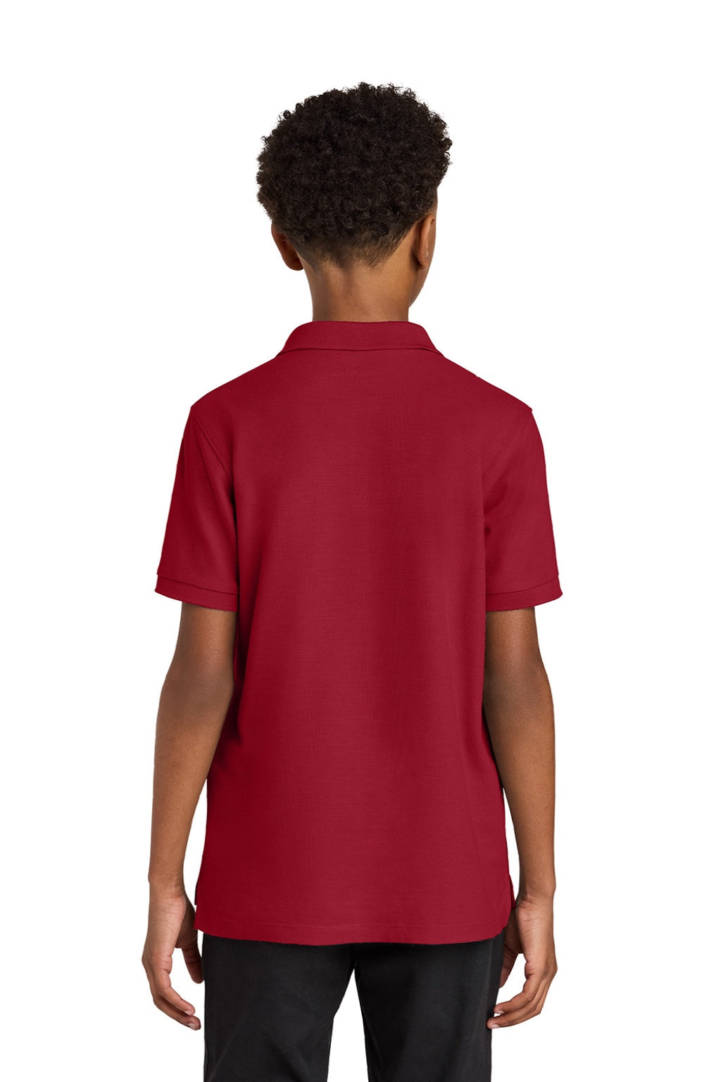 Port Authority Y200 Youth Wearever Signature Pique Short Sleeve Polo Shirt Rich Red Model Back