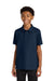 Port Authority Y200 Youth Wearever Signature Pique Short Sleeve Polo Shirt River Navy Blue Model Front