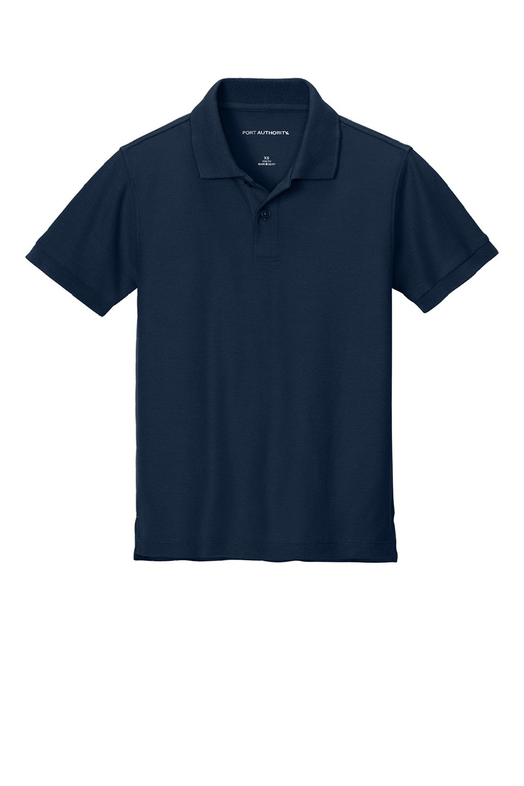 Port Authority Y200 Youth Wearever Signature Pique Short Sleeve Polo Shirt River Navy Blue Flat Front