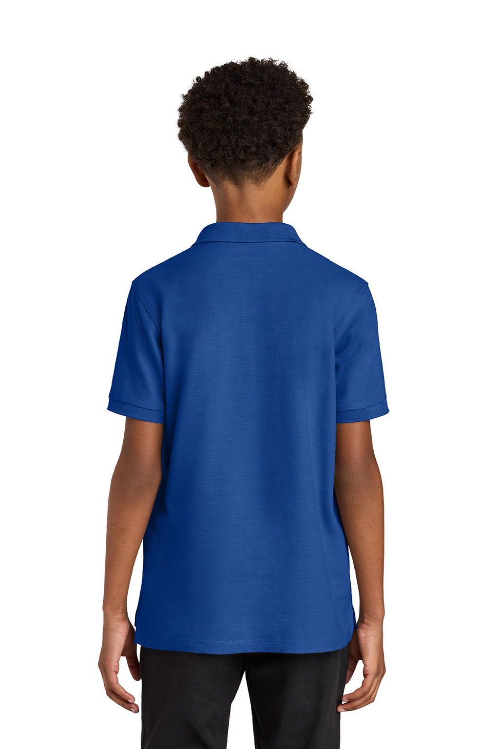 Port Authority Y200 Youth Wearever Signature Pique Short Sleeve Polo Shirt True Royal Blue Model Back