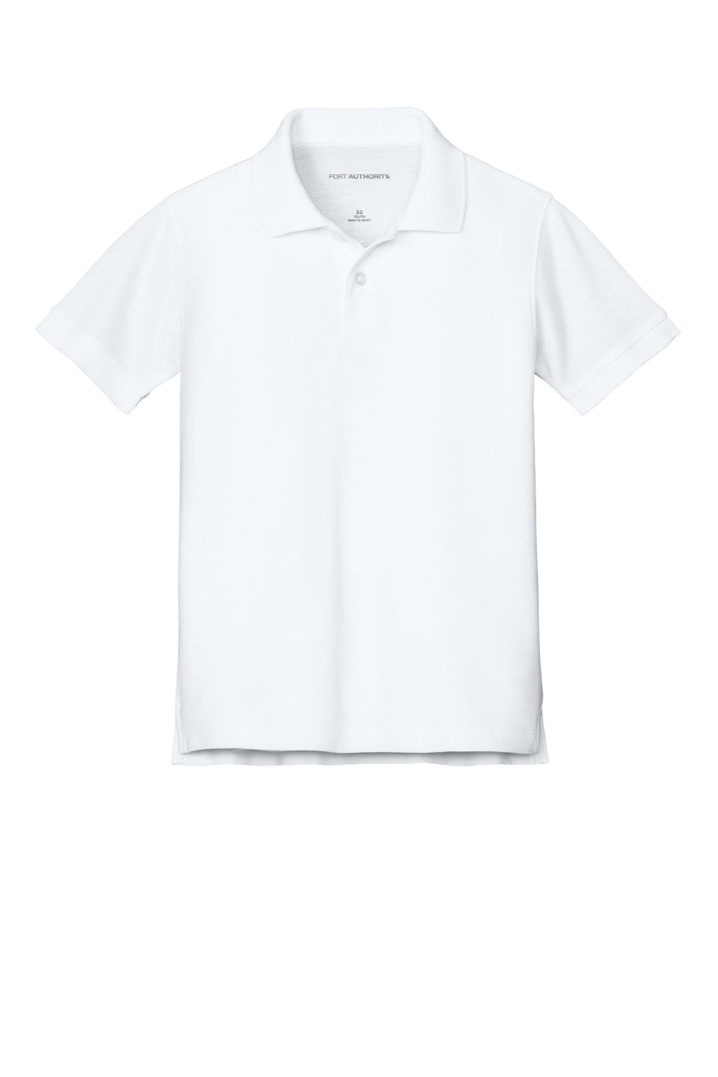 Port Authority Y200 Youth Wearever Signature Pique Short Sleeve Polo Shirt White Flat Front