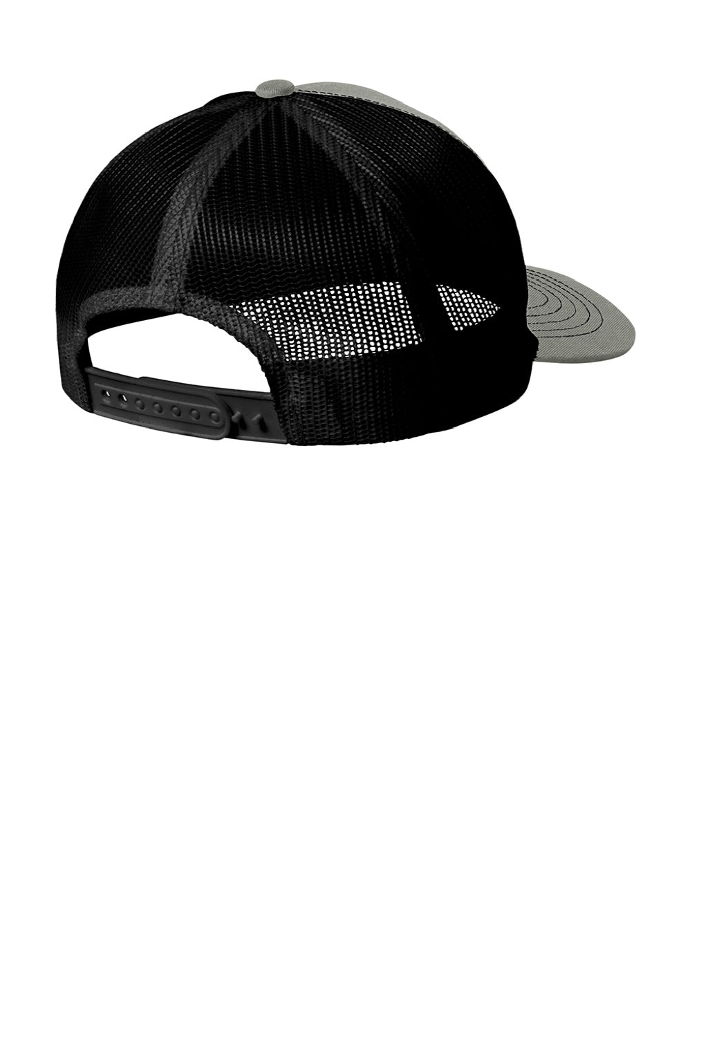 Port Authority Hats YC402 Youth Snapback Trucker Hat Heather Grey/Black Flat Back